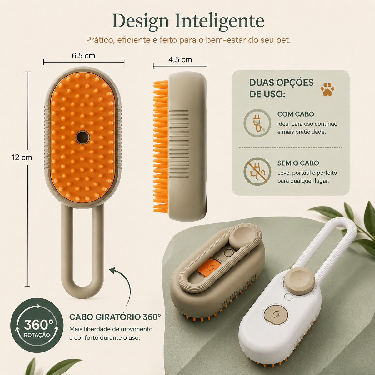 Petaro CareBrush™ - Escova Massageadora 3 em 1 com Spray para Cães e Gatos