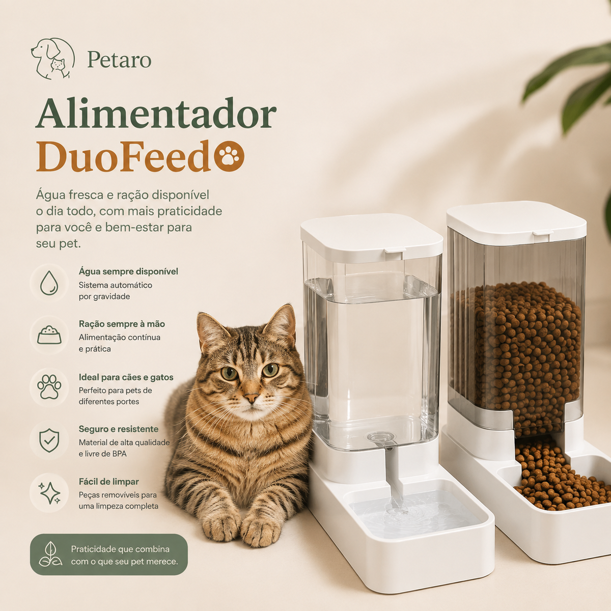 Petaro DuoFeed™ – Alimentador Automático de Água e Ração