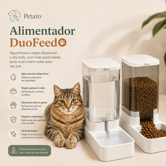 Petaro DuoFeed™ – Alimentador Automático de Água e Ração