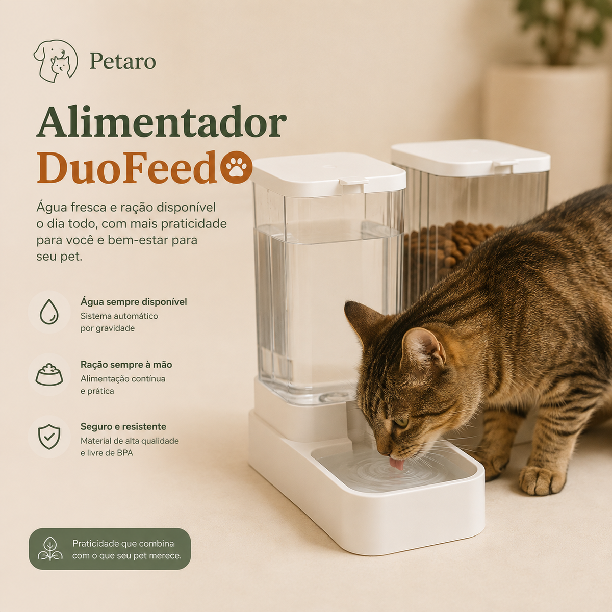 Petaro DuoFeed™ – Alimentador Automático de Água e Ração
