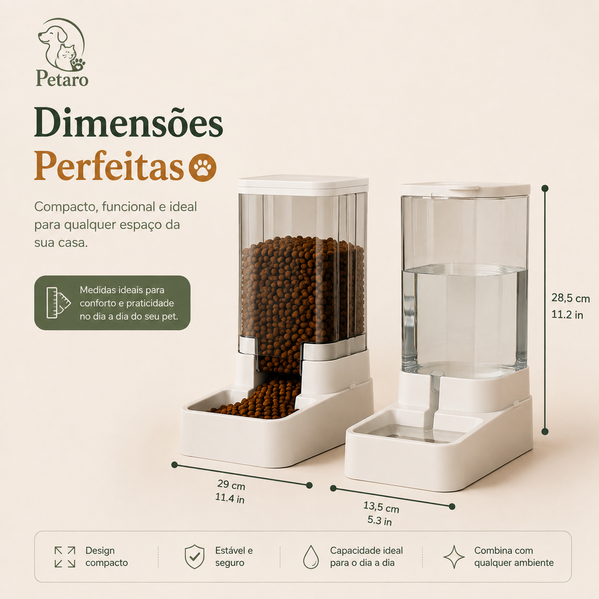 Petaro DuoFeed™ – Alimentador Automático de Água e Ração