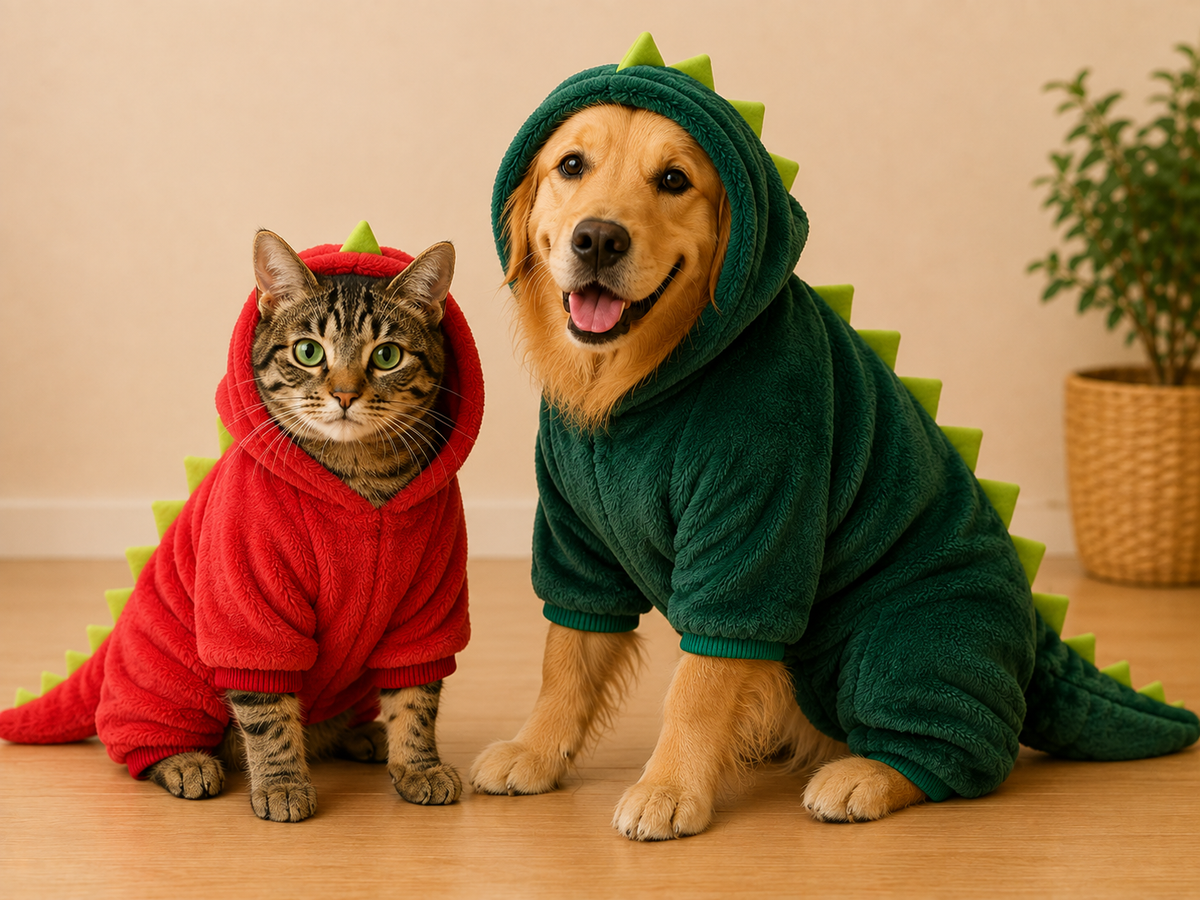 Petaro DinoWarm™ — Macacão de Dinossauro para Cães e Gatos