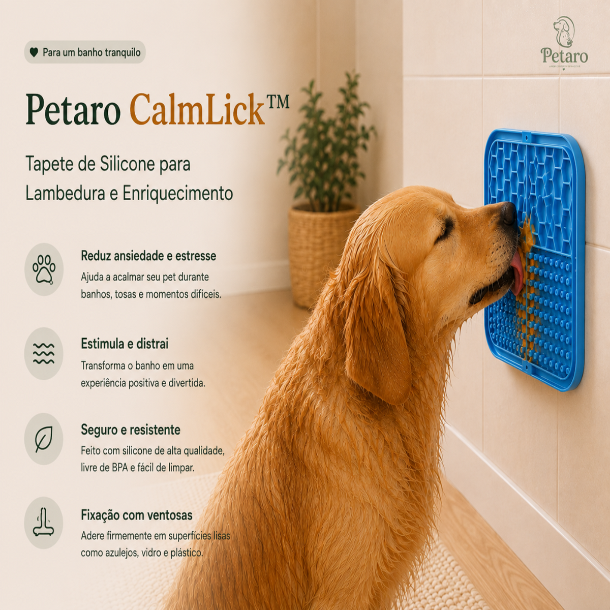 Petaro CalmLick™ — Tapete Interativo Antiestresse para Pets